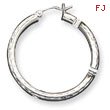 Sterling Silver 3.00mm Diamond-Cut Hoop Earrings