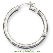 Sterling Silver 3.00mm Diamond-Cut Hoop Earrings