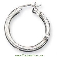 Sterling Silver 3.00mm Diamond-Cut Hoop Earrings