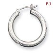 Sterling Silver 3.00mm Diamond-Cut Hoop Earrings