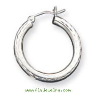 Sterling Silver 3.00mm Diamond-Cut Hoop Earrings