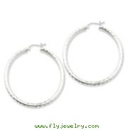 Sterling Silver 3.00mm Diamond Cut Hoop Earrings