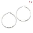 Sterling Silver 3.00mm Diamond Cut Hoop Earrings