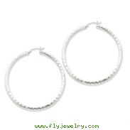 Sterling Silver 3.00mm Diamond Cut Hoop Earrings