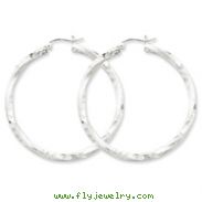 Sterling Silver 3.00mm Polished & Satin Diamond Cut Twisted Hoop Earrings