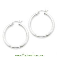 Sterling Silver 3.00mm Satin Diamond Cut Hoop Earrings