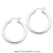 Sterling Silver 3.00mm Satin Diamond Cut Hoop Earrings