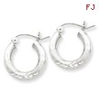 Sterling Silver 3.00mm Satin Diamond Cut Hoop Earrings