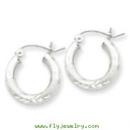 Sterling Silver 3.00mm Satin Diamond Cut Hoop Earrings