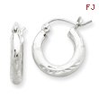 Sterling Silver 3.00mm Satin Diamond Cut Hoop Earrings