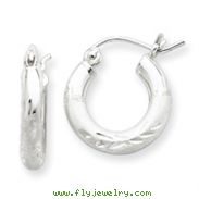 Sterling Silver 3.00mm Satin Diamond Cut Hoop Earrings