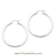 Sterling Silver 3.00mm Satin Diamond Cut Hoop Earrings