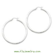 Sterling Silver 3.00mm Satin Diamond-cut Hoop Earrings