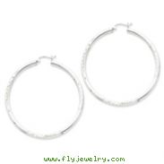 Sterling Silver 3.00mm Satin Diamond-cut Hoop Earrings