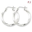 Sterling Silver 3.00mm Twisted Hoop Earrings