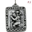 Sterling Silver 31.5 X 25.75 Sq St. Christopher Pend Medal With 24 Inch Chain