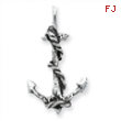 Sterling Silver 3D Antiqued Anchor and Rope Pendant