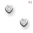 Sterling Silver 3mm CZ Heart Bezel Stud Earrings