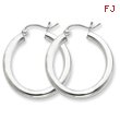 Sterling Silver 3x25mm Round Hoop Earrings