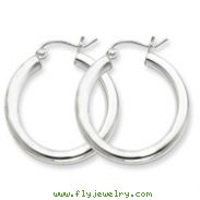 Sterling Silver 3x25mm Round Hoop Earrings