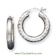 Sterling Silver 4.00mm Diamond-Cut Hoop Earrings