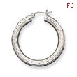 Sterling Silver 4.00mm Diamond-Cut Hoop Earrings