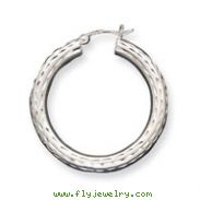 Sterling Silver 4.00mm Diamond-Cut Hoop Earrings