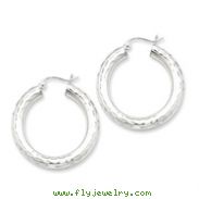 Sterling Silver 4.00mm Diamond Cut Hoop Earrings