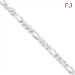 Sterling Silver 5.5mm Pave Flat Figaro Chain bracelet