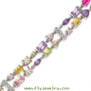 Sterling Silver 6.5''  Multicolored CZ Bracelet