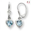 Sterling Silver 6mm Heart Blue Topaz Leverback Earrings