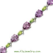 Sterling Silver 7''  Amethyst & Peridot Bracelet