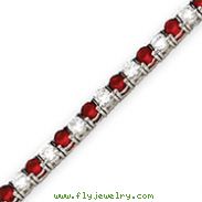 Sterling Silver 7''  Red And White CZ Bracelet