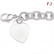 Sterling Silver 7 1/2 INCH Round Link Bracelet W/heart