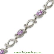 Sterling Silver 7.25''  Lavender CZ Bracelet