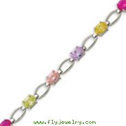 Sterling Silver 7.25''  Multicolored CZ Bracelet