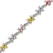Sterling Silver 7.25''  Pink, Yellow & Clear CZ Bracelet
