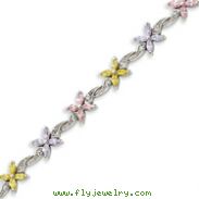 Sterling Silver 7.25''  Pink, Yellow & Clear CZ Bracelet