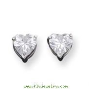 Sterling Silver 7mm Heart CZ Stud Earrings
