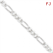 Sterling Silver 7mm Pave Flat Figaro Chain