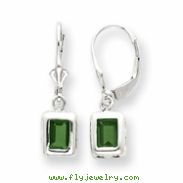 Sterling Silver 7x5mm Emerald Cut Peridot Leverback Earrings