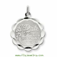 Sterling Silver A Date To Remember Disc Charm