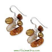 Sterling Silver Amber/Citrine & Copper Freshwater Cultured Pearl Earrings