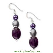 Sterling Silver Amethyst & Purple/Grey Freshwater Cultured Pearl Earrings