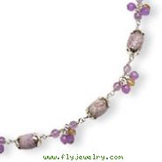 Sterling Silver Amethyst, Agate, Rutilated & Charoil Quartz Necklace