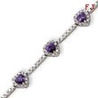 Sterling Silver Amethyst And Clear CZ Heart Bracelet
