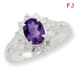 Sterling Silver Amethyst and CZ Ring