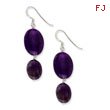 Sterling Silver Amethyst And Dark Purple Jade Earrings