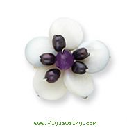 Sterling Silver Amethyst/FW Cultured Pearl & Mother of Pearl Flower Pin