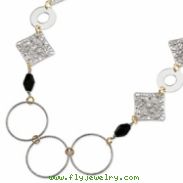 Sterling Silver and 18K Yellow Gold-Plated Onyx Fancy Necklace